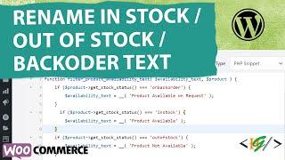 How to Change In Stock, Out of Stock & Available on Backorder Text on Products Frontend WooCommerce