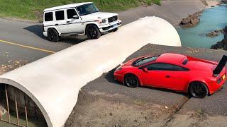 Cars vs Concrete Water Pipe Challenge in BeamNG Drive!