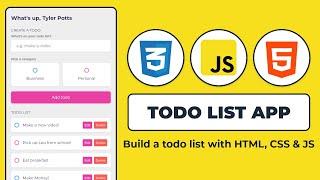 Build a Todo List App in HTML, CSS & JavaScript with LocalStorage in 2022 | JavaScript for Beginners