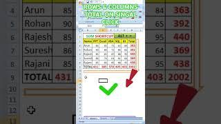 EXCEL SHORTCUT ALT += | Sum of Row and column Total on Single click | #excel #excelformula