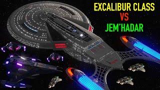 Excalibur Class VS Jem'hadar Battleship + Fighters - Star Trek Starship Battles