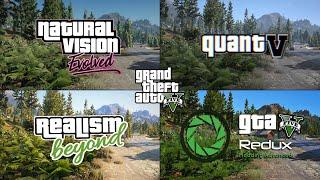 GTAV | NVE vs QUANTV vs Realism Beyond vs Redux | Grand Theft Auto 5 Modded Graphics Comparison
