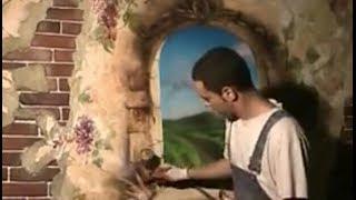 Old time window and Frescoes painting - AIRBRUSH  MURAL