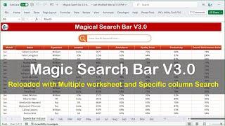 Magic Search Bar V3.0: Reloaded with Multiple worksheet and Specific column Search