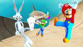 GTA5 Bugs bunny vs Super mario vs Luigi vs Wario  Jumps fails ep.10 (Euphoria physics funny moments)