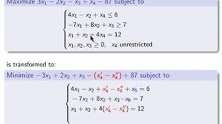 V3-02. Linear Programming. Standard form, unrestricted variables