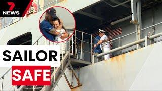 Solo rower Aurimas Mockus thanks navy crew who rescued him off the Queensland coast | 7NEWS