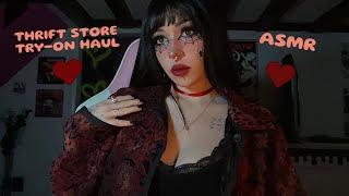 Thrift Store Try-On Haul ASMR | Fabric Scratching, Mic Rubbing, Whispering, Tapping