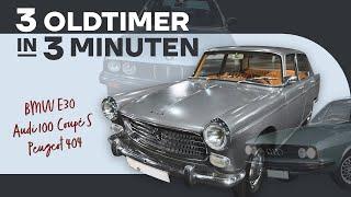 Peugeot 404, BMW E30 & Audi 100 Coupé S – das beste in Kürze