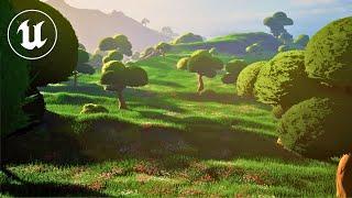 Stylized Zelda Landscape! Large Scale PCG Tutorial with Gaea Maps in Unreal Engine