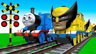 【踏切アニメ】あぶない電車 TRAIN Vs Thomas & Friends Fumikiri 3D Railroad Crossing Animation