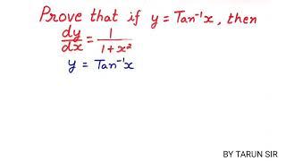 Proof of differentiation of Tan inverse x and cot inverse x