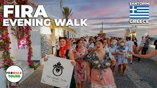 Fira, Santorini - Greece Evening Walk 4K - with Captions