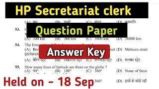 HP Secretariat Clerk Question Paper // Secretariat clerk answer key // Secretariat clerk 962