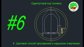 Однопутный железнодорожный тоннель. 6. Щитовой способ. Внутреннее и наружное очертание