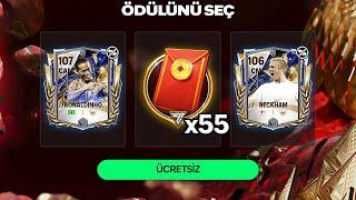 55 TANE KIRMIZI PAKET AÇTIM! EFSANE TOTY KARTI ÇIKTI! UZATMALAR PAKETİ! BEDAVA! | FC MOBILE