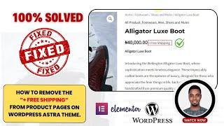 HOW TO REMOVE THE “+ Free Shipping” FROM PRODUCT PAGES ON WORDPRESS Astra THEME || NO PLUGINS!!!