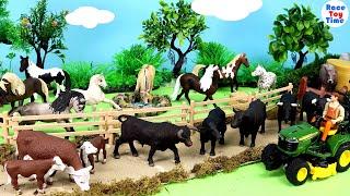 Farmyard Animal Figurines in the Field Countryside Scenery Set