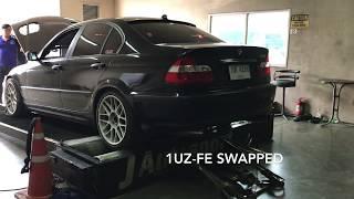 BMW E46 1UZ-FE swapped dyno pull on Dyno Dynamics