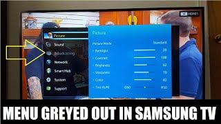 How to fix grayed out broadcasting in a Samsung TV, '' / This function is not available" error