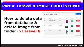 Part 4- Laravel 8 IMAGE CRUD in Hindi: How to delete Image from database & folder in laravel 8 hindi