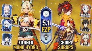 F2P C0 Xilonen Mono Hydro & C0 Chiori Double Geo Team | Spiral Abyss 5.1 Floor 12 | Genshin Impact