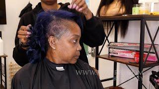 Custom Color Service on Natural Hair | Toya Rey Atl Hairstylist #silkpress #bluehaircolor #atlhair