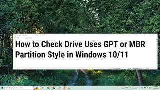 How to Check Drive Uses GPT or MBR Partition Style in Windows 10/11