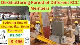 De-Shuttering Period of Column, Slab, Beam as per IS 456 | Stripping time | @ItsET01