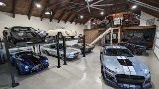 Dream Garage & Man Cave Walk Through | Insane Cars, Theater, Hi Tech, Office Mezzanine, Original Art