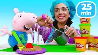 Свинка Пеппа и игры в готовку - сборник видео! Готовлю игрушкам сладости из Плей До