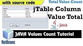 JAVA NetBeans jTable Row and Column Value Calculation get ( SUM )Tutorial