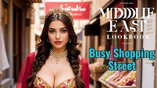 [4K] AI Lookbook Model Video-Arabian-Busy Shopping Street