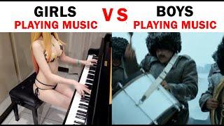 Girls playing music vs Boys playing music #memes #boysvsgirlsmemes