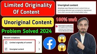 Facebook Limited originality of content Solution 2024 | Facebook Unoriginal content problem Solution