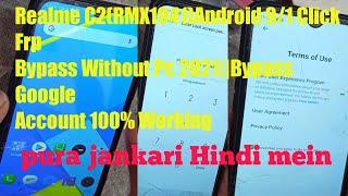 Realme C2(RMX1941)Android 9/1 Click Frpypass Without Pc 2021||Bypass GoogleAccount 100% Working