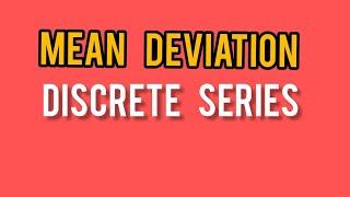 Mean Deviation| Discrete Series| Business Statistics