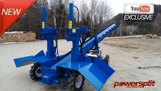 Industrial Wood Splitter Demo: Powersplit Self-Propelled Double Vertical Wood Splitter with Conveyor