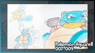 Squirtle,  Wartortle, Blastoise| Pokemon Gen 1 Skizzenbuch | retolki Art