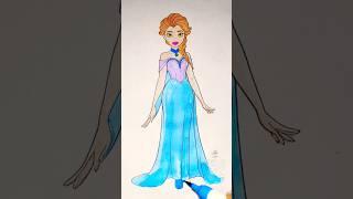 How to draw Elsa from Frozen, Disney princess Elsa drawing #shorts #frozen #elsa #disneyprincess