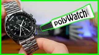 Omega Speedmaster Hesalite Scratch Removal - Polywatch How To Tutorial