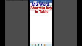 Shortcut key in table MS Word | MS Word Mein shortcut ki se table Kaise len #word #shortcut #shorts