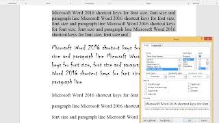 MS Word 2016 Shortcut Keys for Font Size, Font Style & Paragraph Lines