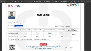 TCS NQT 2022 RESULT- 93%- How To Download Score Card- March/ April/ June/ October Cycle