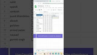 Attendance Sheet in Google Sheets. #excel #learntoearn #googlesheets #mustwatch #attendancesheet