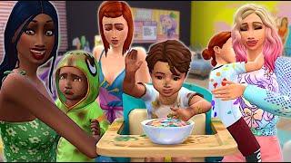 4 Teenage mothers and 4 needy toddlers! // Sims 4 experiment