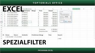 Spezialfilter ganz einfach / Erweiterter Filter (Excel)