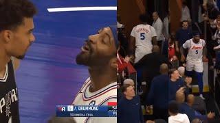 Andre Drummond ejected for pushing Wemby but gets brought back because Wemby flopped 