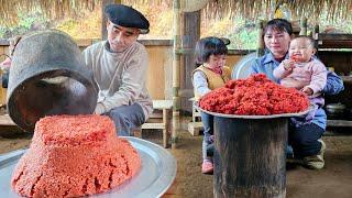 Single mother - Works with grandfather - Processing Sticky Rice - Fun every day | Ly Phuc Binh