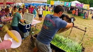 Roasting Sweet Corn At A Blues Festival